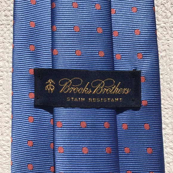 Brooks Brothers Blue with Red Polka Dots Tie - Picture 1 of 6